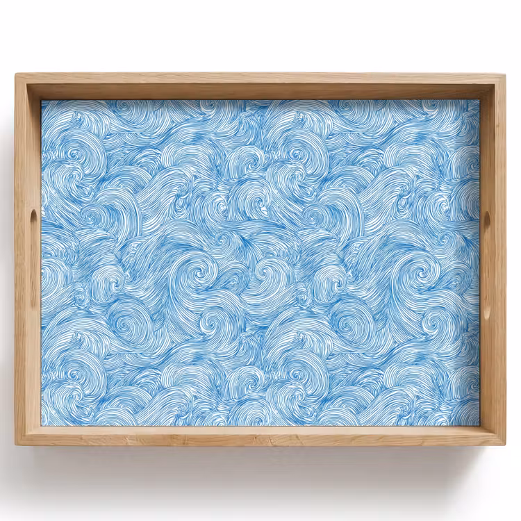 Dienblad - Blauw - Wit - Spiraal - Golven - Lijnen — 1
