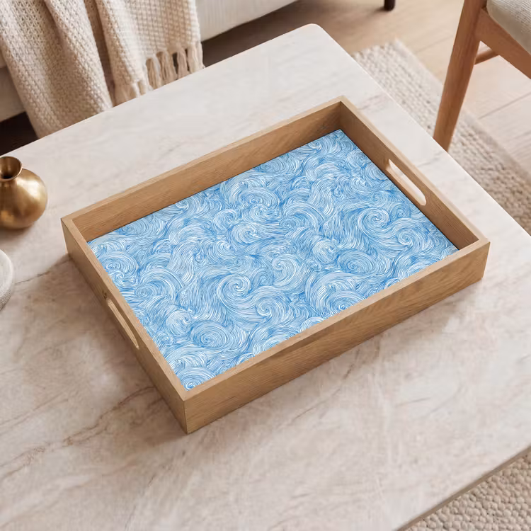 Dienblad - Blauw - Wit - Spiraal - Golven - Lijnen — 2
