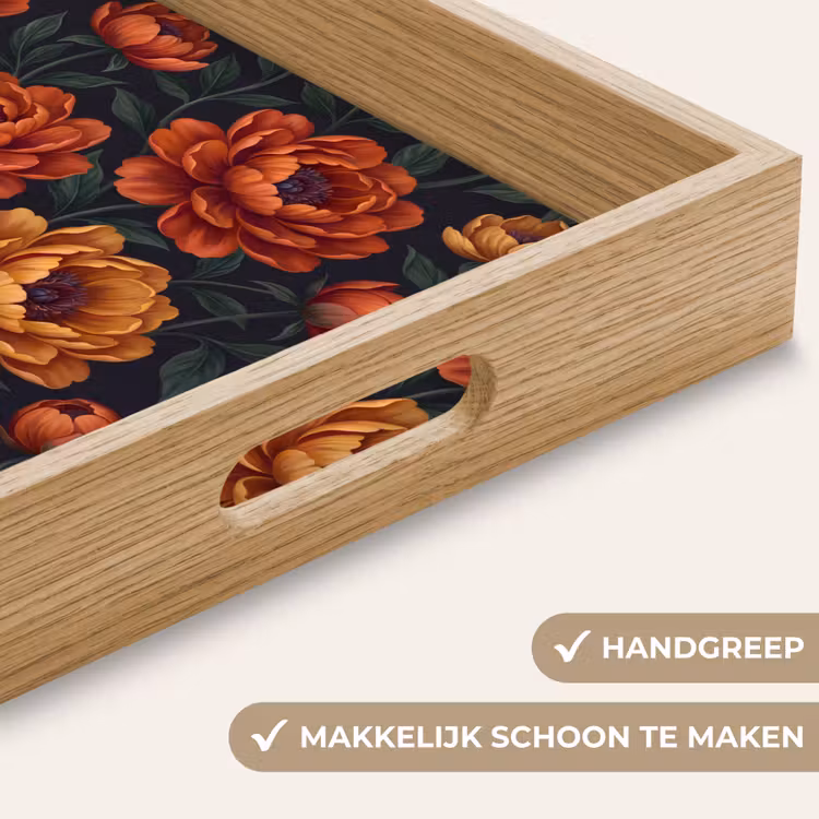 Dienblad - Bloemen - Bladeren - Natuur - Modern - Oranje — 5
