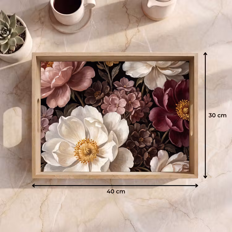 Dienblad - Bloemen - Boeket - Klassiek - Donker - Rood — 9