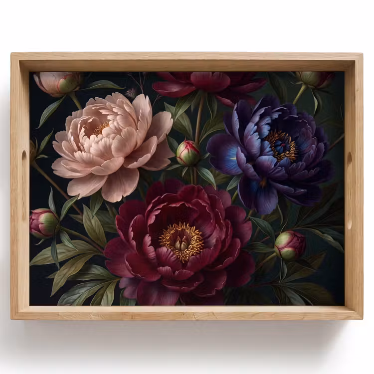 Dienblad - Bloemen - Boeket - Natuur - Modern - Donker — 1