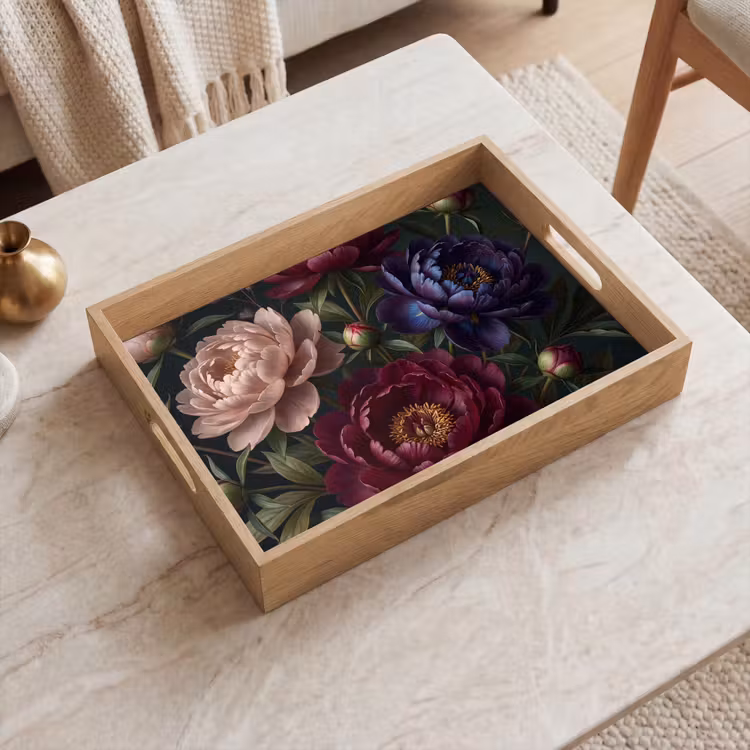 Dienblad - Bloemen - Boeket - Natuur - Modern - Donker — 2