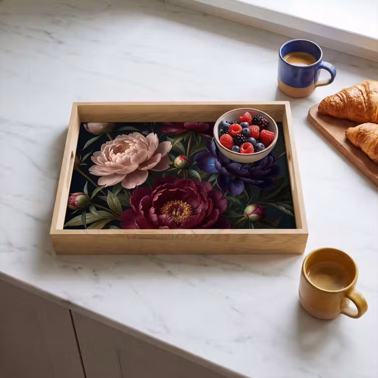 Dienblad - Bloemen - Boeket - Natuur - Modern - Donker — 4