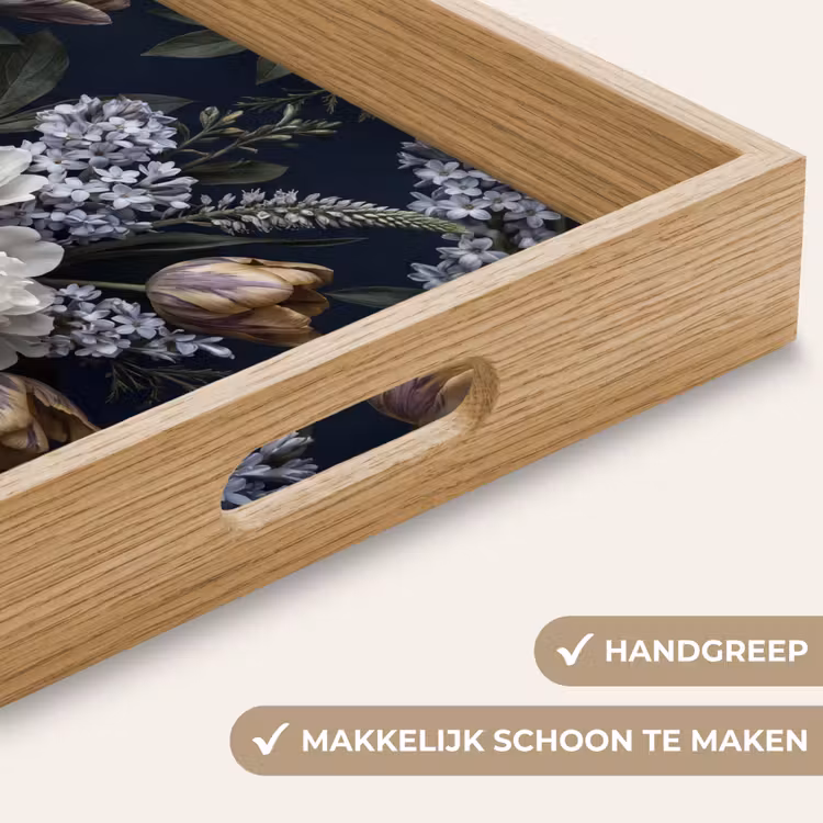 Dienblad - Bloemen - Donker - Elegant - Natuur - Wit — 5