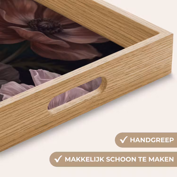 Dienblad - Bloemen - Natuur - Roze - Donker - Modern — 5