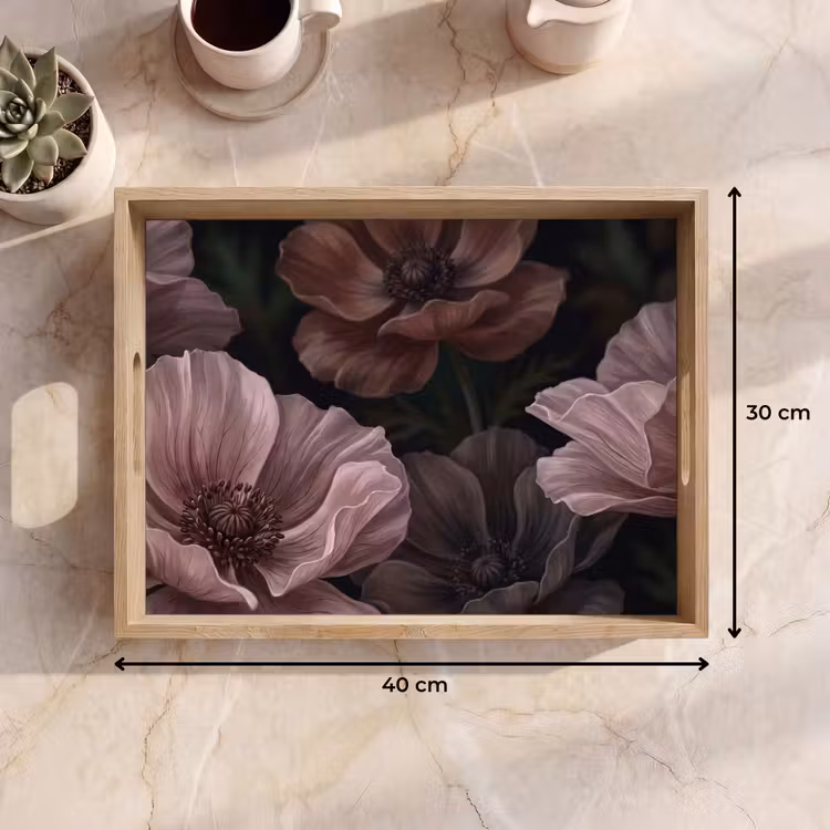 Dienblad - Bloemen - Natuur - Roze - Donker - Modern — 9