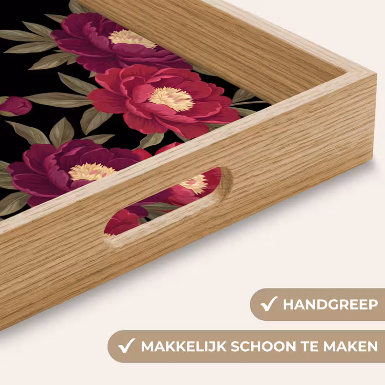 Dienblad - Bloemen - Patroon - Botanisch - Rood - Zwart — 5