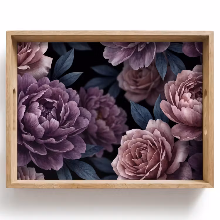Dienblad - Bloemen - Patroon - Donker - Botanisch - Paars — 1