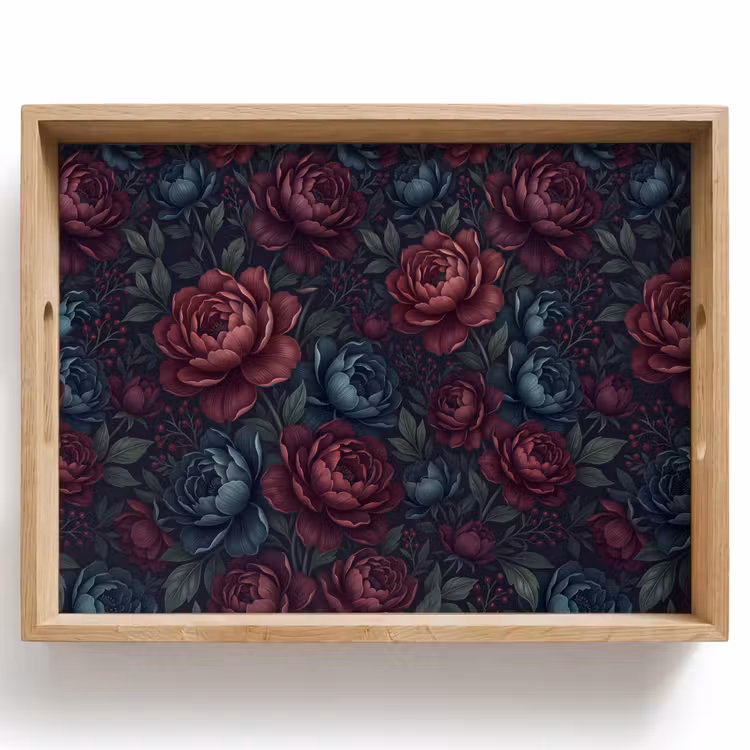 Dienblad - Bloemen - Patroon - Natuur - Klassiek - Donker — 1