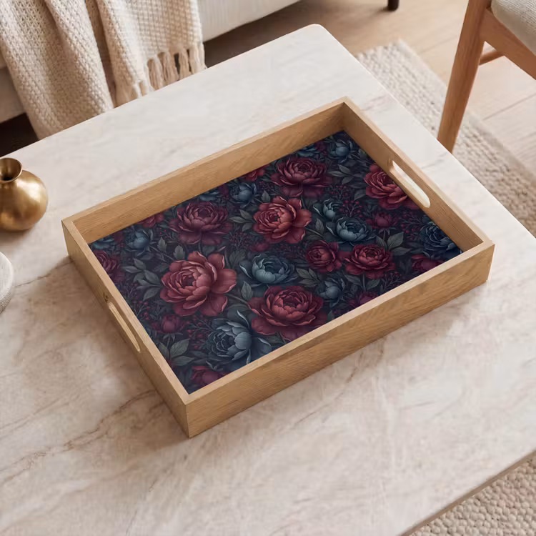 Dienblad - Bloemen - Patroon - Natuur - Klassiek - Donker — 2