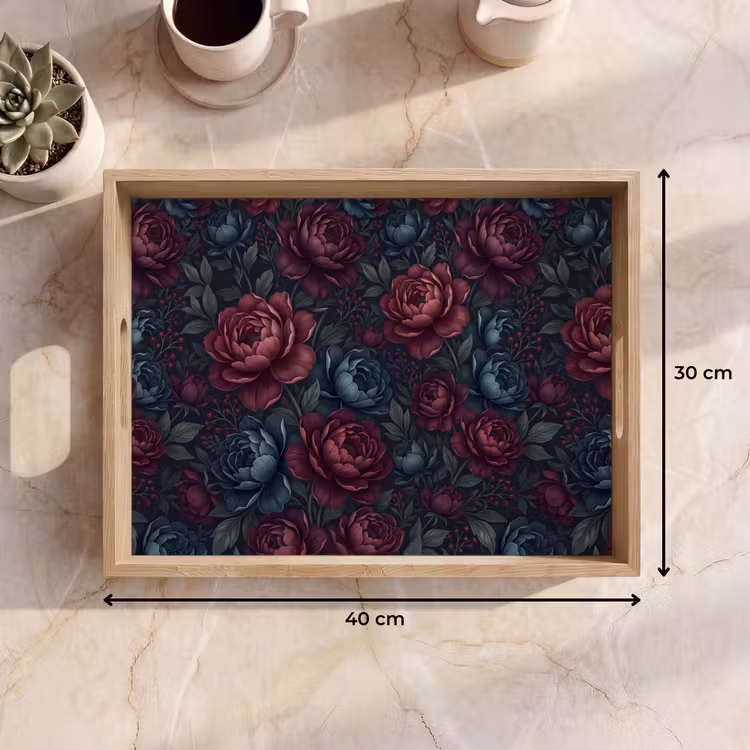 Dienblad - Bloemen - Patroon - Natuur - Klassiek - Donker — 9