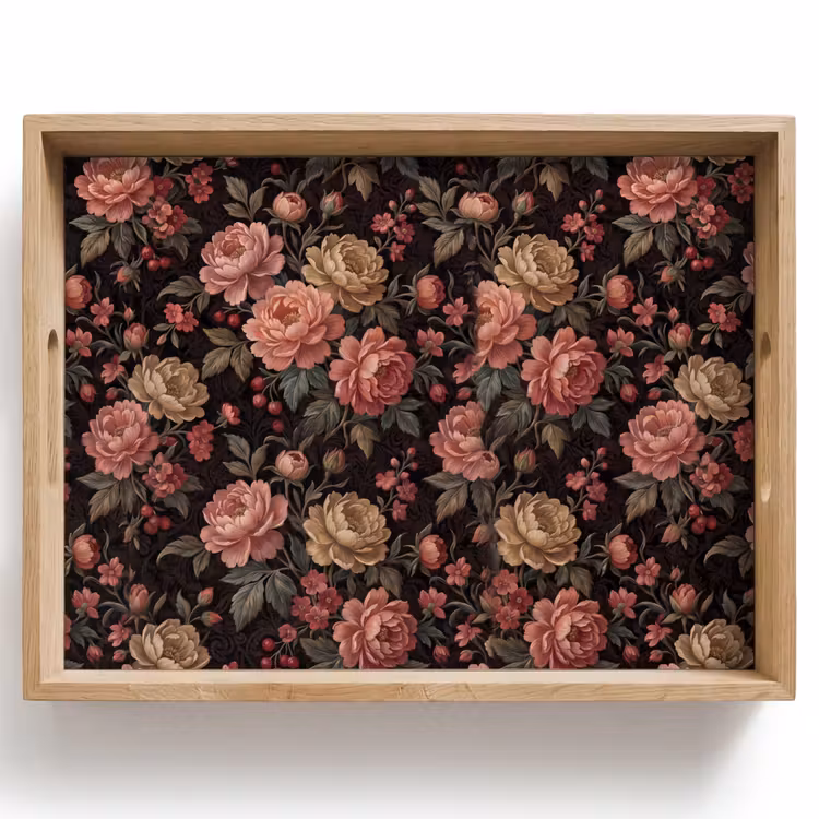 Dienblad - Bloemen - Patroon - Natuur - Vintage - Roze — 1