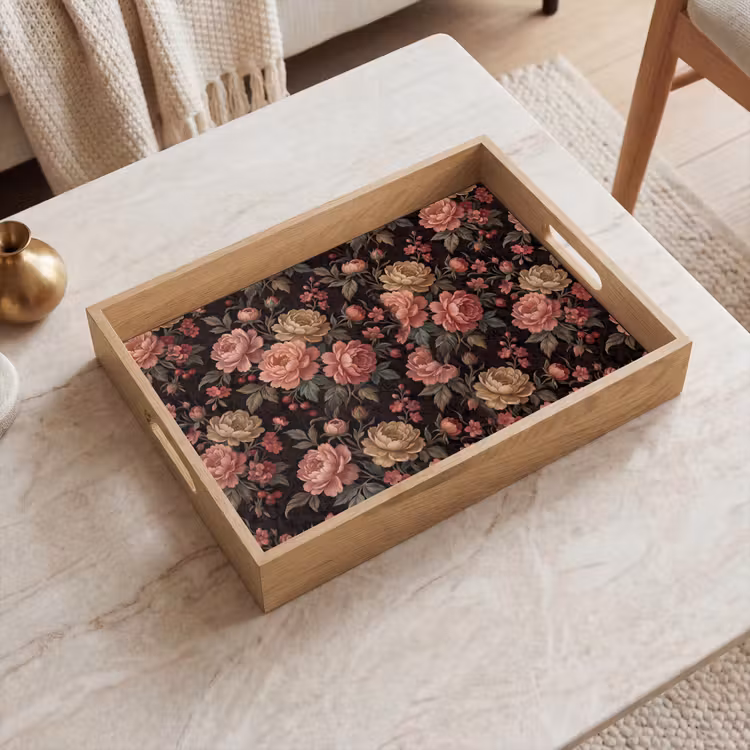 Dienblad - Bloemen - Patroon - Natuur - Vintage - Roze — 2