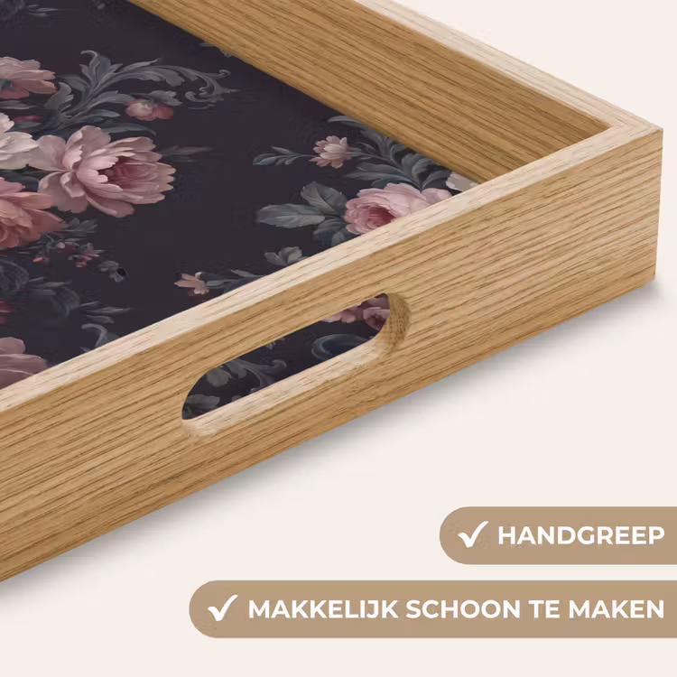Dienblad - Bloemen - Patroon - Sierlijk - Roze - Donker — 5