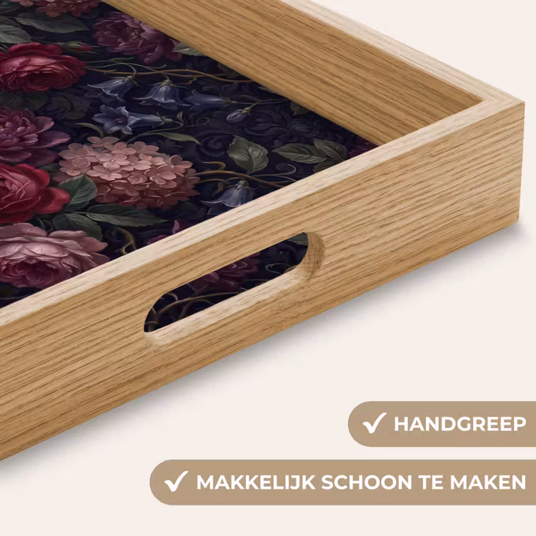 Dienblad - Bloemen - Rood - Klassiek - Donker - Patroon — 5