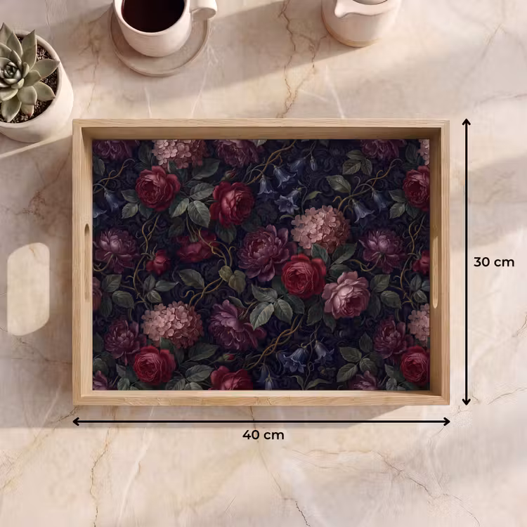 Dienblad - Bloemen - Rood - Klassiek - Donker - Patroon — 9