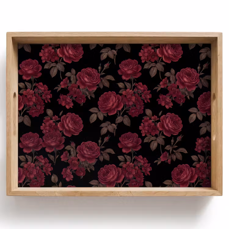 Dienblad - Bloemen - Roos - Patroon - Klassiek - Rood — 1