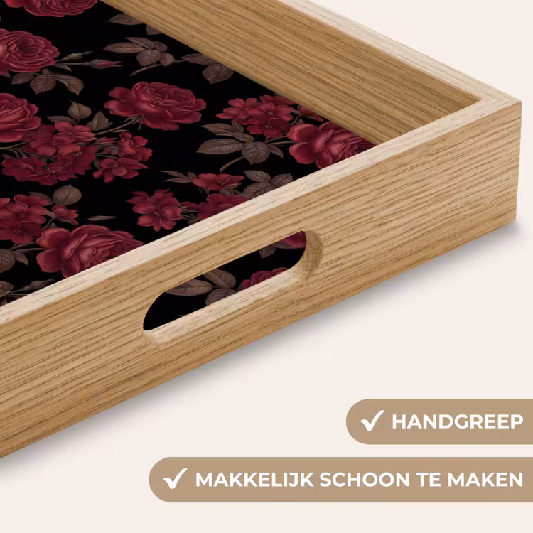 Dienblad - Bloemen - Roos - Patroon - Klassiek - Rood — 5