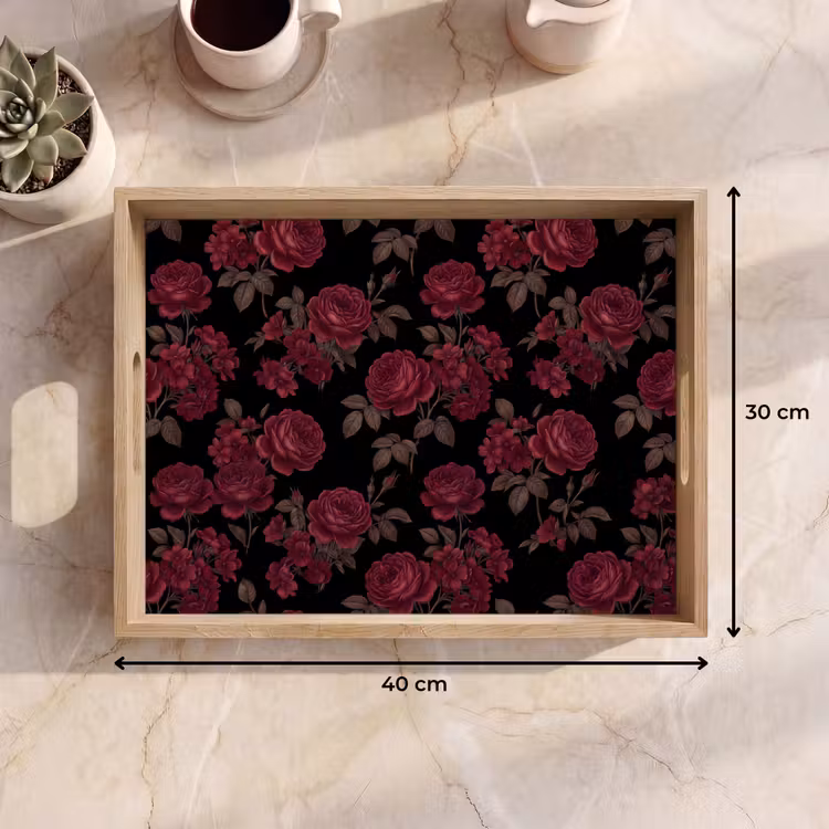 Dienblad - Bloemen - Roos - Patroon - Klassiek - Rood — 9