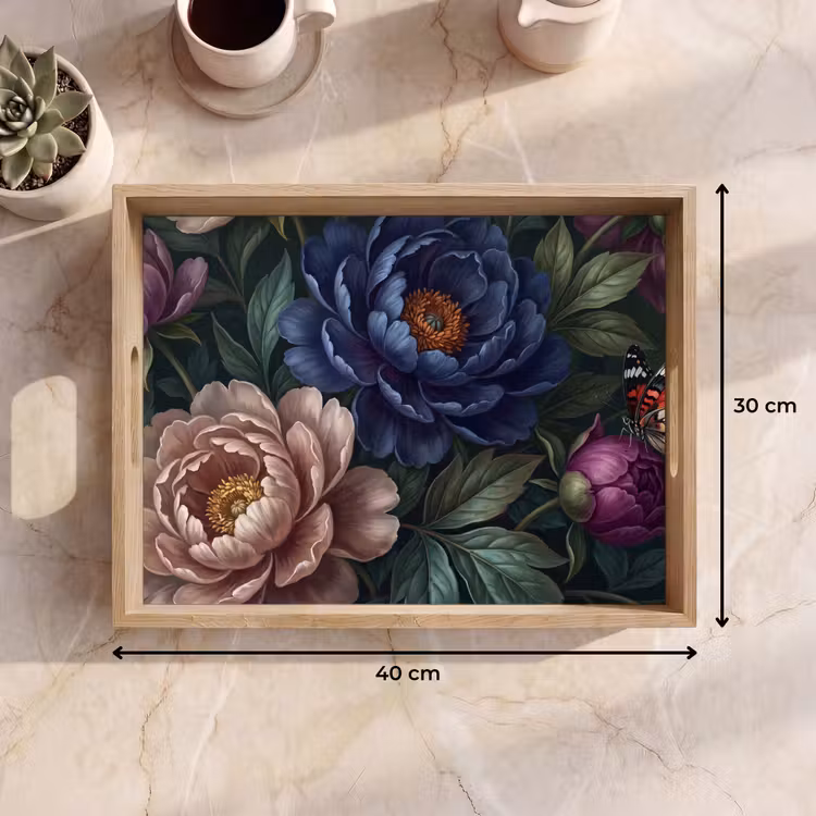 Dienblad - Bloemen - Vlinder - Natuur - Modern - Paars — 9