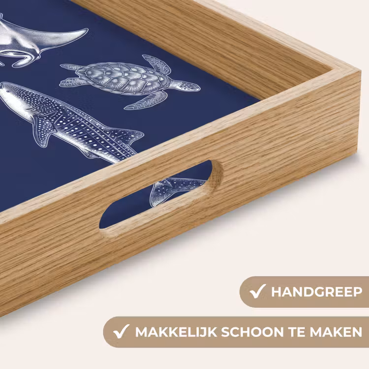 Dienblad - Dieren - Zeeleven - Oceaan - Graveren - Blauw — 5