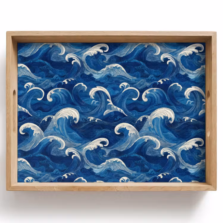 Dienblad - Japans - Oceaan - Golven - Blauw — 1
