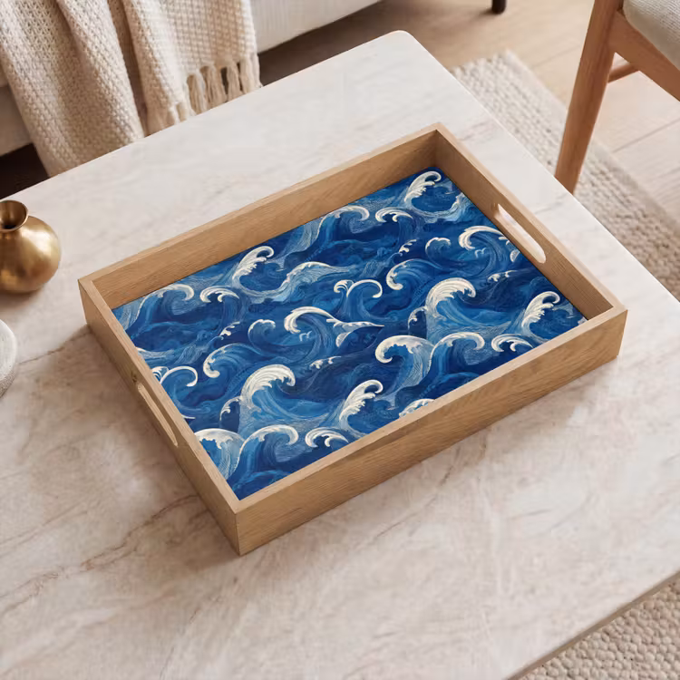 Dienblad - Japans - Oceaan - Golven - Blauw — 2