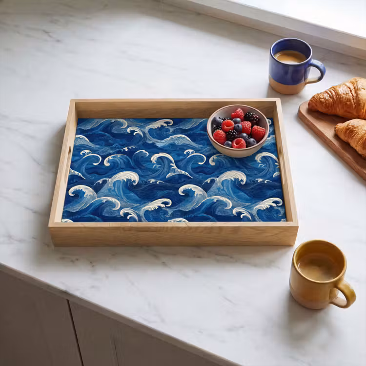 Dienblad - Japans - Oceaan - Golven - Blauw — 4