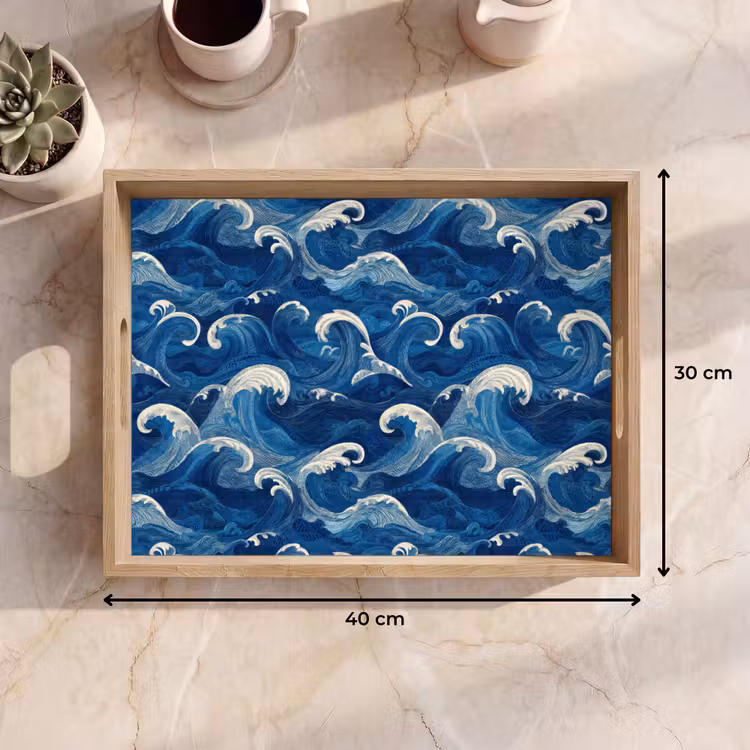 Dienblad - Japans - Oceaan - Golven - Blauw — 9