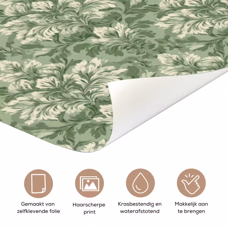 Deursticker - Sierlijk - Lichtgroen - Planten - Patroon - Getailleerd — 3