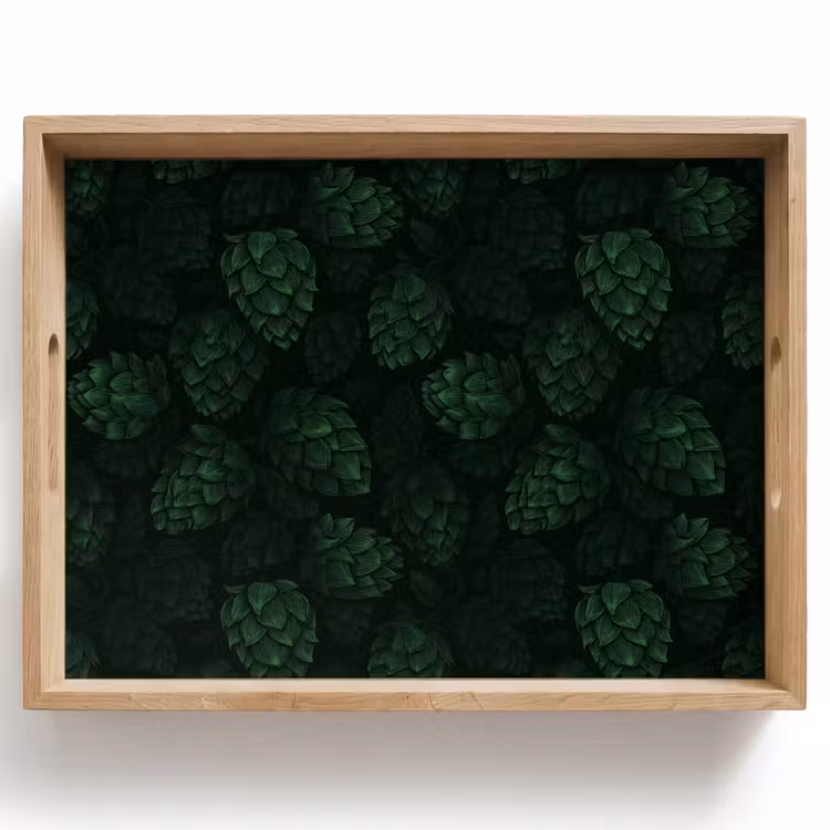 Dienblad - Donker - Groen - Hopbellen - Botanisch - Illustratie — 1