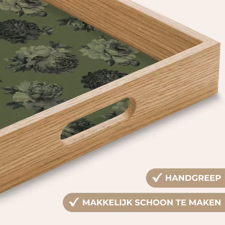 Dienblad - Klassiek - botanisch - Olijfgroen - Bloemen — 5