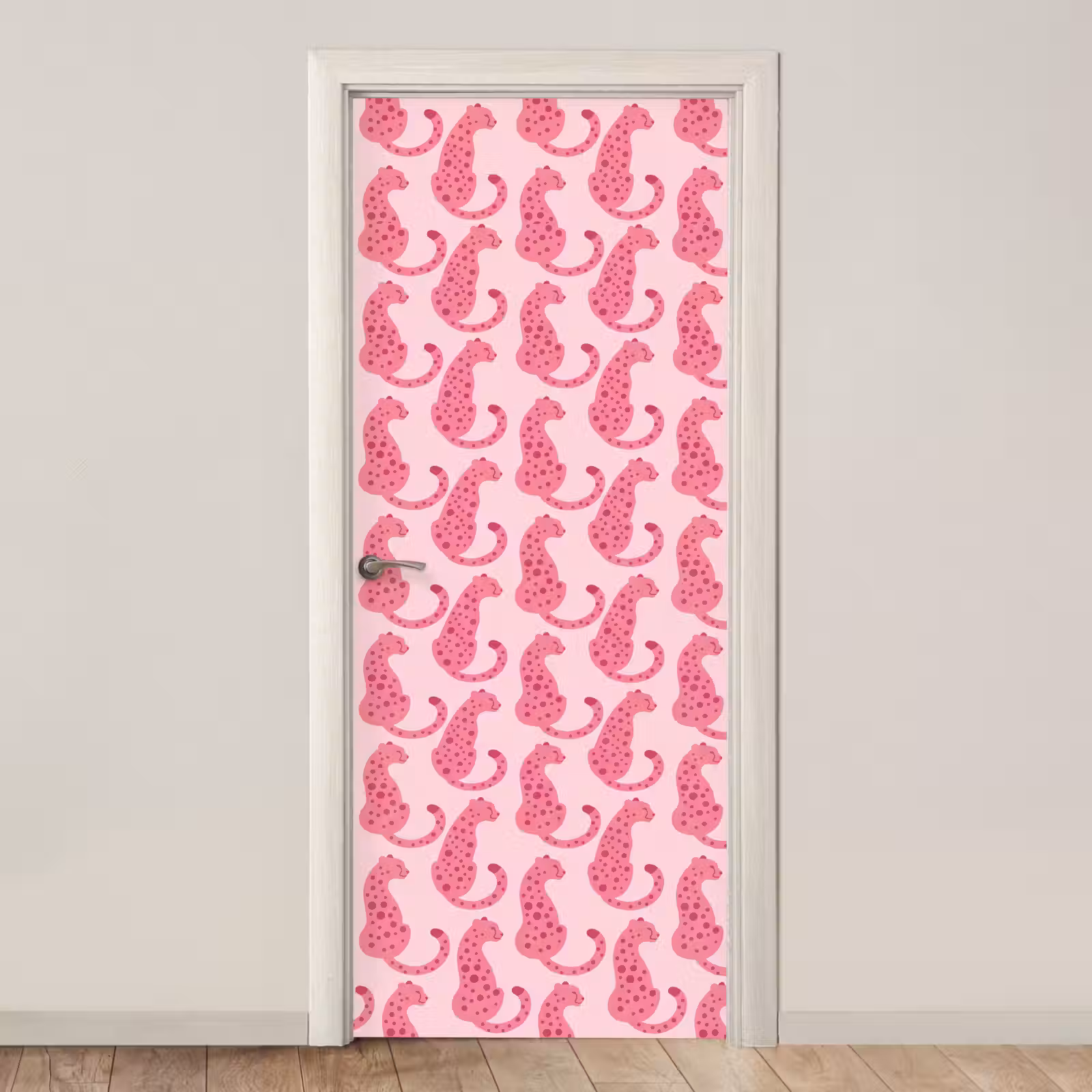 Deursticker - Kat - Gevlekt - Dieren - Patroon - Roze — 1