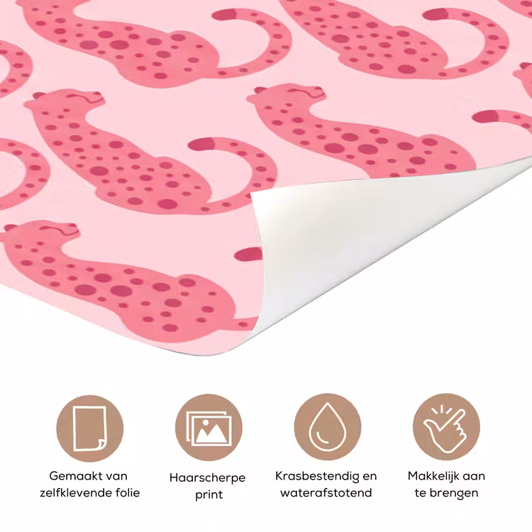 Deursticker - Kat - Gevlekt - Dieren - Patroon - Roze — 3