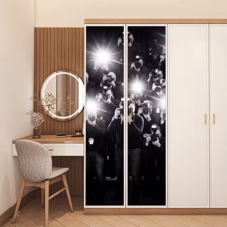 Deursticker - Mensen - Camera - Flitslicht - Zwart-wit - Media — 5