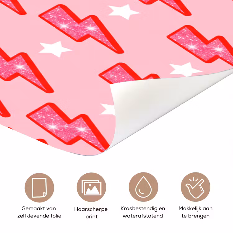 Deursticker - Patroon - Bliksem - Ster - Glitter - Roze — 3