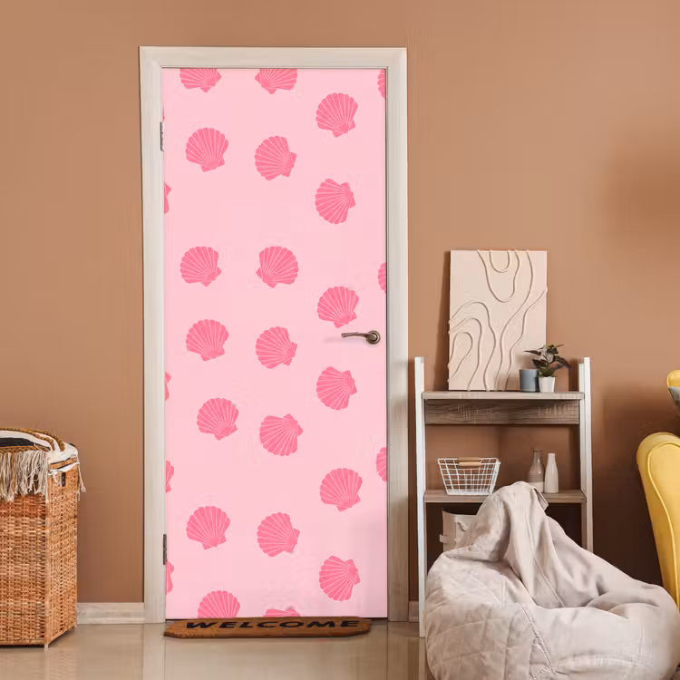 Deursticker - Schelp - Patroon - Zee - Modern - Roze — 2