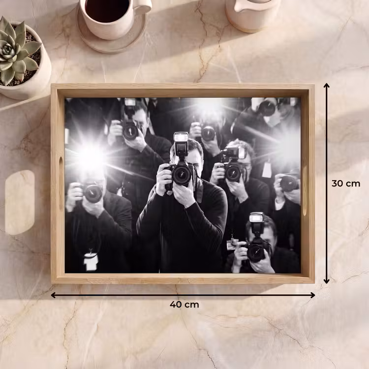 Dienblad - Mensen - Camera - Flitslicht - Zwart-wit - Media — 9