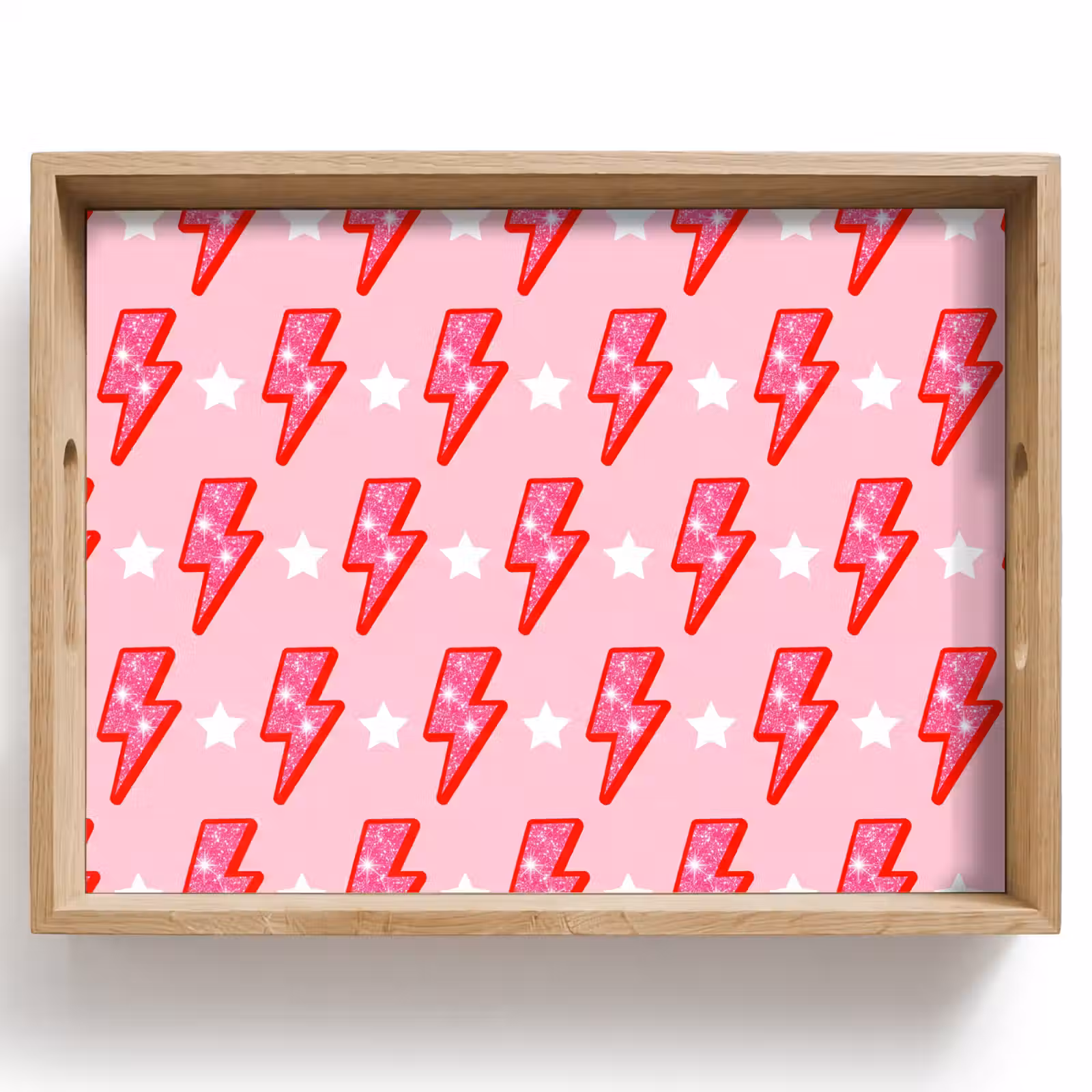 Dienblad - Patroon - Bliksem - Ster - Glitter - Roze — 1