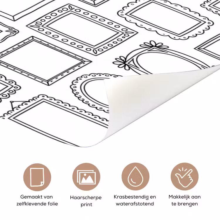 Deursticker - Lijsten - Patroon - Decoratie - Schets - Zwart-wit — 3