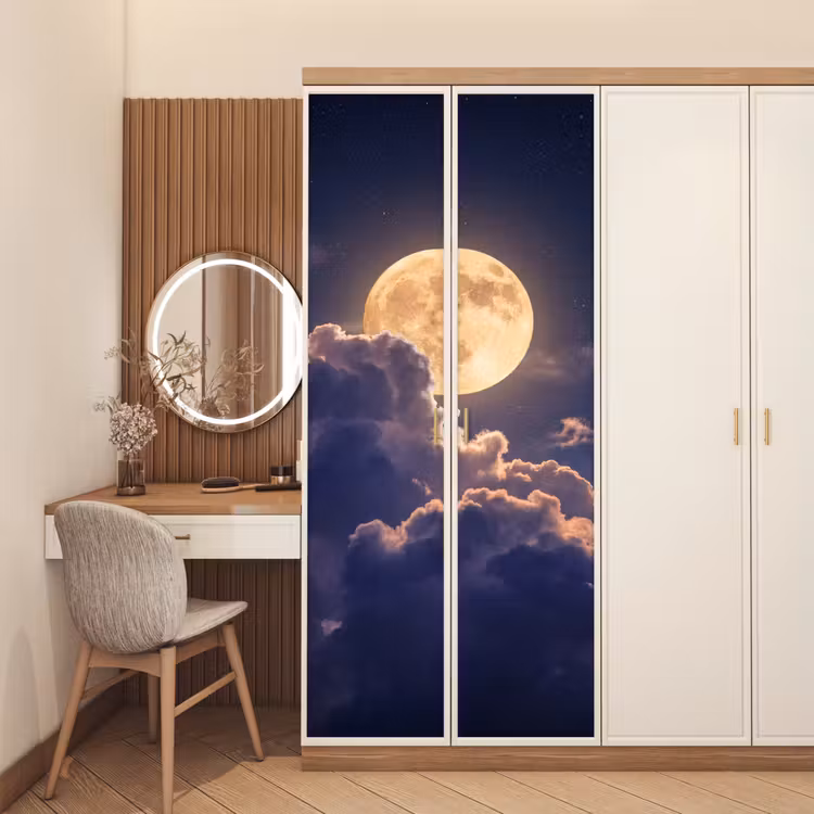 Deursticker - Maan - Wolken - Nacht - Oranje — 5