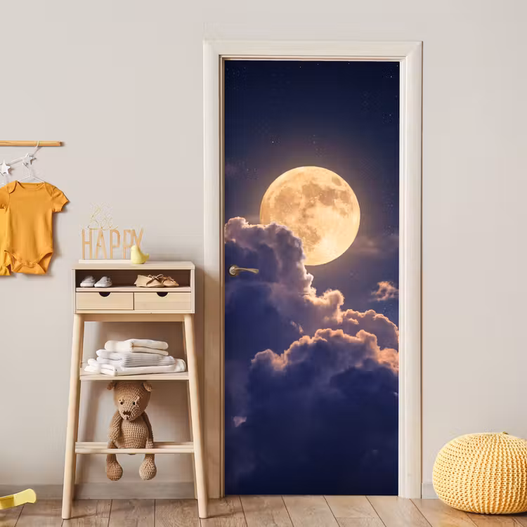 Deursticker - Maan - Wolken - Nacht - Oranje — 6