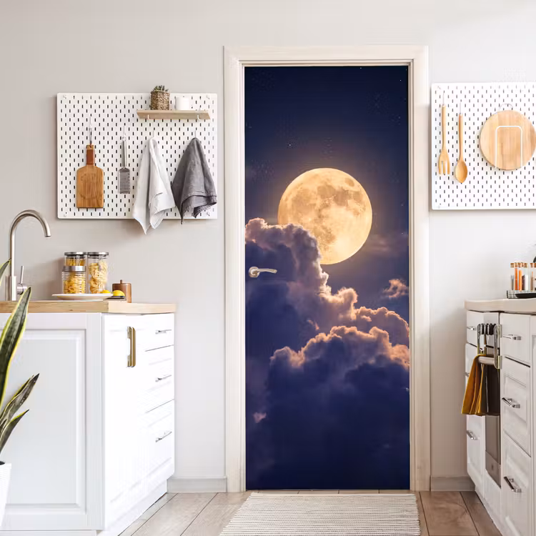 Deursticker - Maan - Wolken - Nacht - Oranje — 7