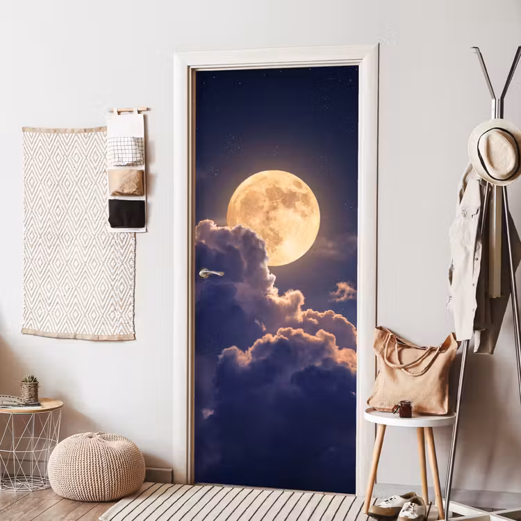 Deursticker - Maan - Wolken - Nacht - Oranje — 8