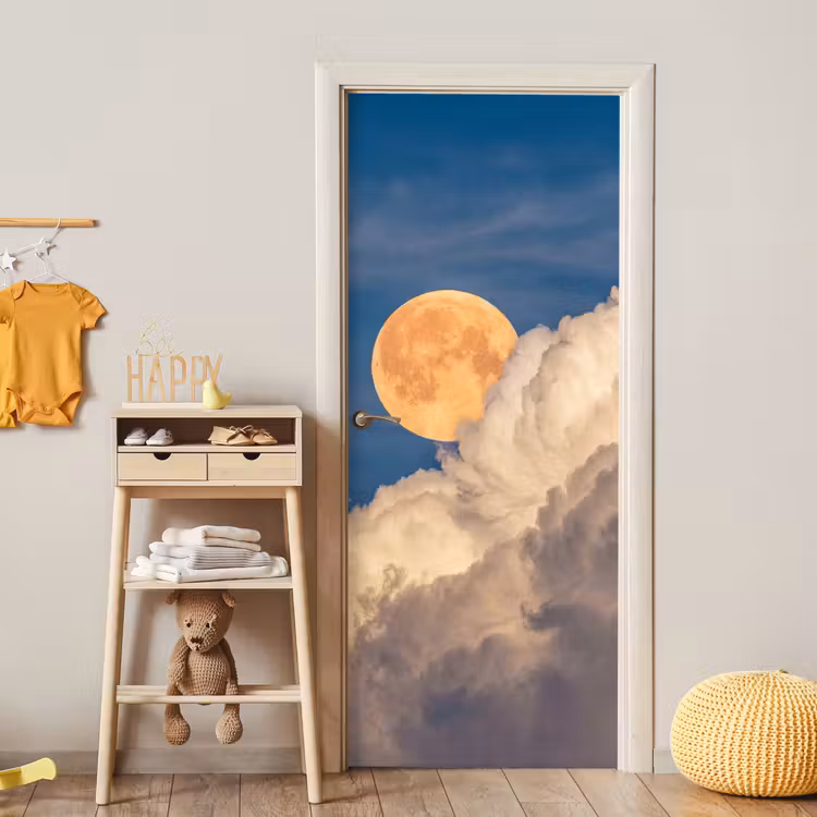 Deursticker - Maan - Wolken - Natuur - Oranje — 6