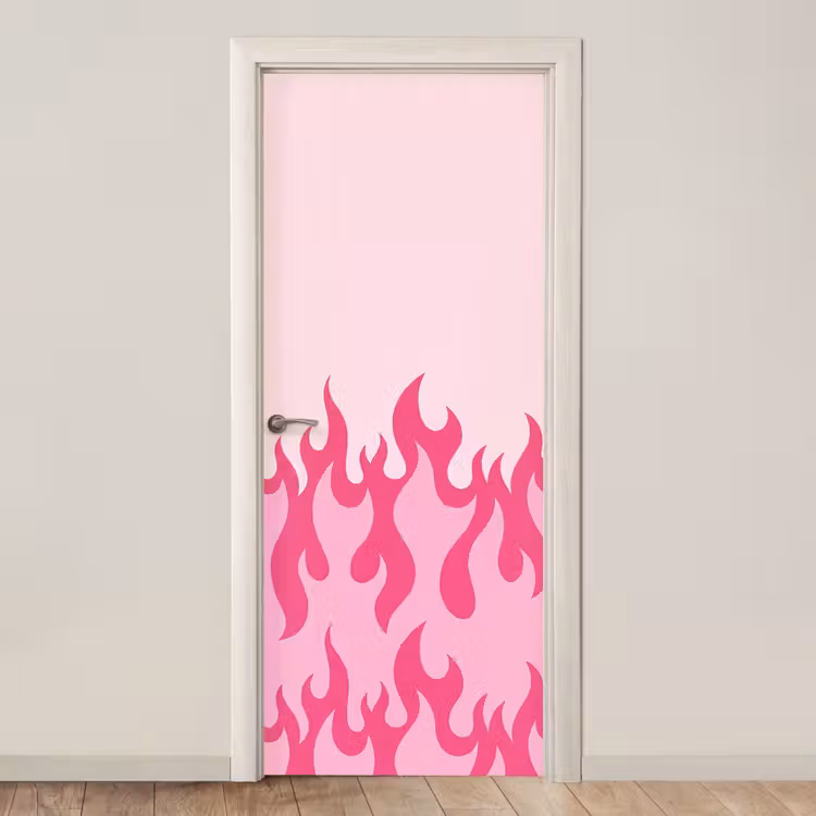 Deursticker - Vlammen - Patroon - Abstract - Modern - Roze — 1