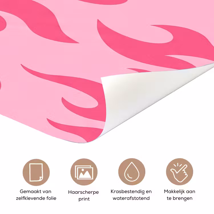 Deursticker - Vlammen - Patroon - Abstract - Modern - Roze — 3