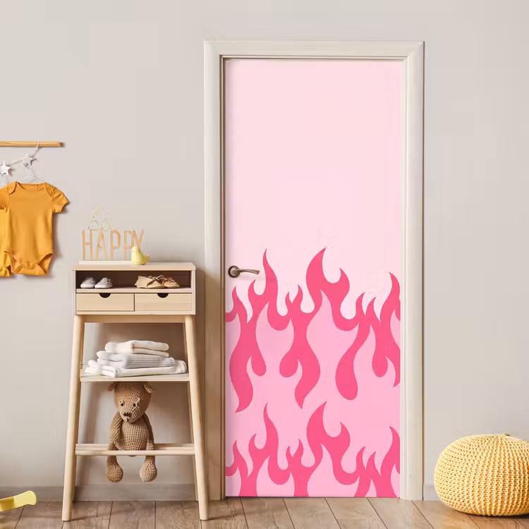 Deursticker - Vlammen - Patroon - Abstract - Modern - Roze — 6