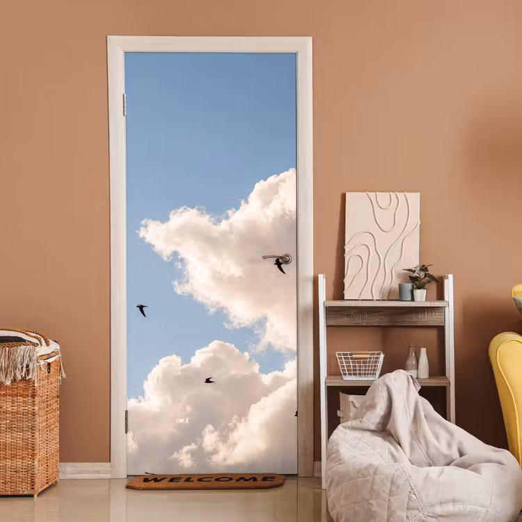 Deursticker - Vogel - Vlucht - Wolken - Natuur - Blauw — 2
