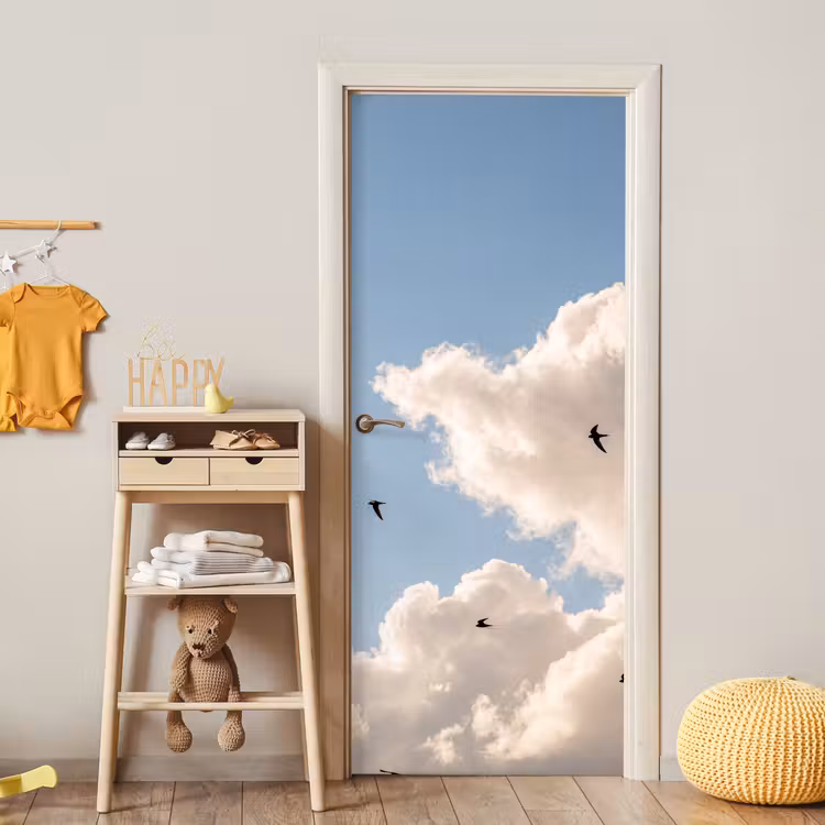 Deursticker - Vogel - Vlucht - Wolken - Natuur - Blauw — 6